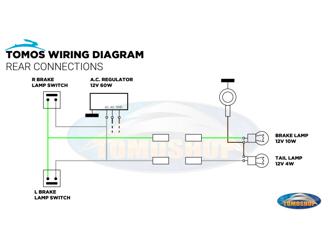 Wire loom Tomos A3 / S25 / A35 rear (with brake light) product