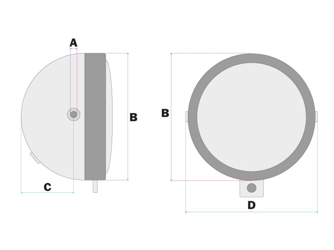 Headlight square 115mm chrome with switch universal product