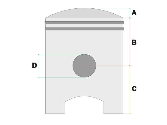 Piston 65cc 44mm pin 12 Tomos A35 Airsal (44x1.5 B)