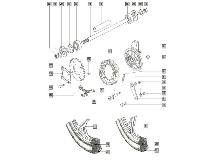 Achse Hintenrad Tomos A3 / A35 Distanze Buchse 20x12x11mm