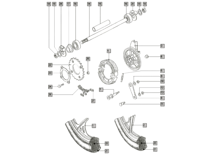 Achse Hintenrad Tomos A3 / A35 Distanze Buchse 20x12x11mm