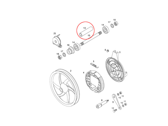 Axle front wheel Tomos A3 A35 distance bush