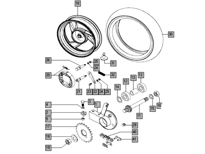 Axle rear wheel for Tomos Youngst'R / Funtastic product