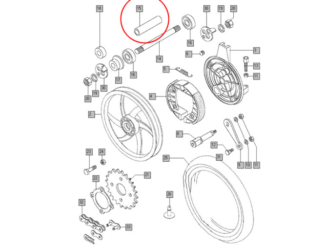 Axle rear wheel Tomos A35 / various models distance bush product