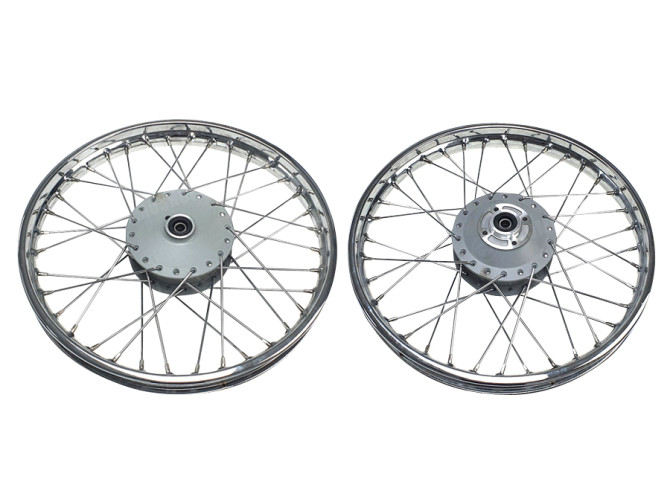 16 inch velg 16x1.40 spaakwiel chroom Tomos A35 set main