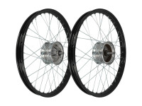 19 inch velg 19x1.20 spaakwiel zwart / verzinkt set Tomos 2L / 3L A-kwaliteit