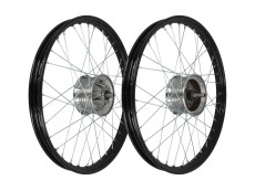 19 inch rim 19x1.20 spoke wheel black / galvanized set Tomos 2L / 3L A-quality 19 inch rim 19x1.20 spoke wheel black / galvanized set Tomos 2L / 3L A-quality