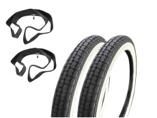 16 inch 2.25x16 Kenda K252 white wall binnen / buiten banden set Tomos A3 / A35