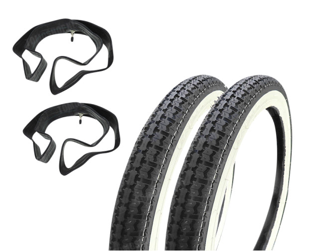 16 inch 2.25x16 Kenda K252 white wall inner tube / tire set Tomos thumb