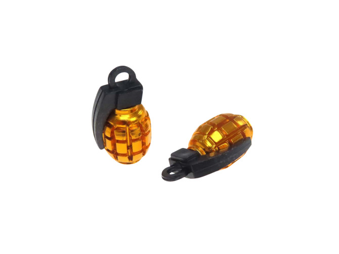 Valve caps set hand grenade gold product