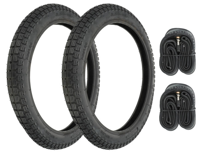 16 inch 2.50x16 IFA banden noppen straat / cross set Tomos A3 / A35 product