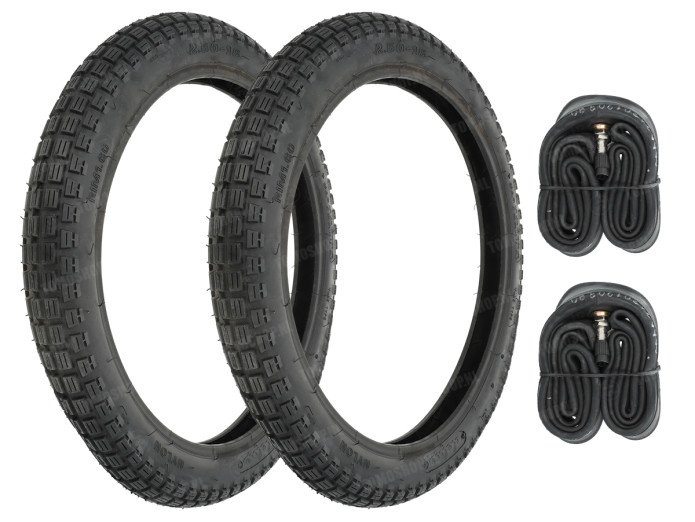 16 inch 2.50x16 IFA banden noppen straat / cross set Tomos A3 / A35