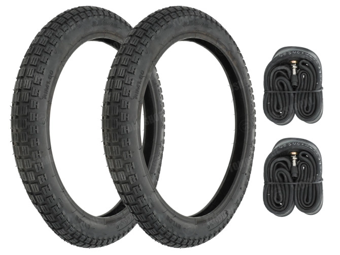 16 inch 2.50x16 IFA tires studded street / cross set Tomos A3 / A35 main