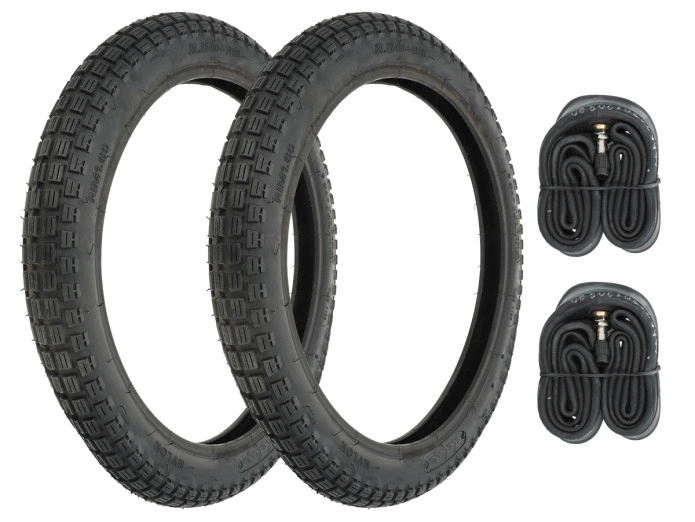 16 inch 2.50x16 IFA tires studded street / cross set Tomos A3 / A35