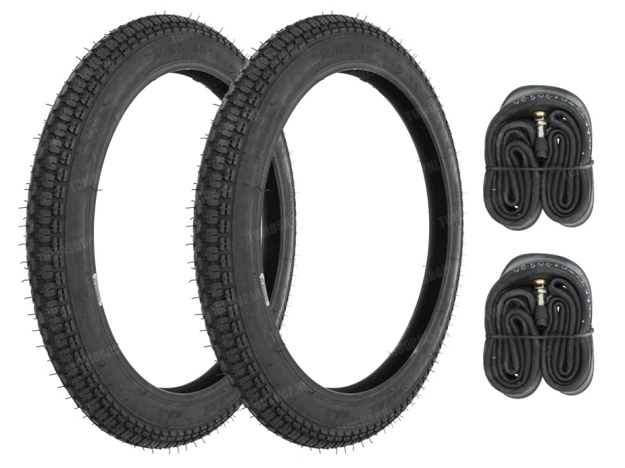 TOMOS モペッドタイヤ　2.25-16インチ(チューブセット) 16 inch 2.25x16 Anlas NR-7 all weather tires set Tomos A3 / A35