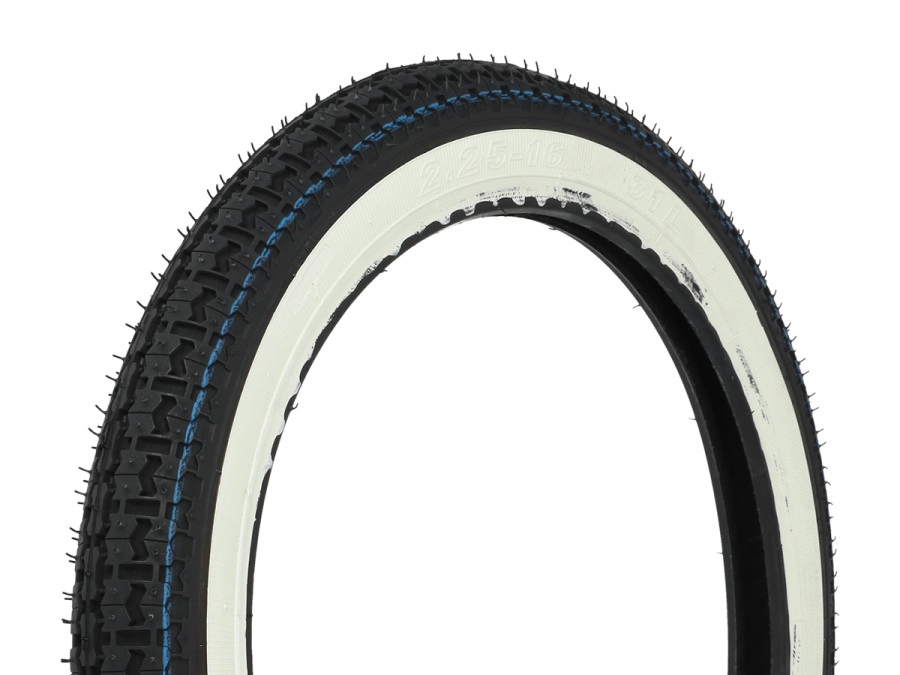16 inch 2.25x16 Kenda K252 white wall tire street profile Tomos A3