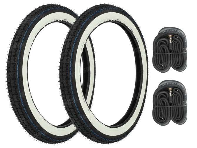 16 inch 2.25x16 Kenda white wall banden set Tomos A3 / A35 main