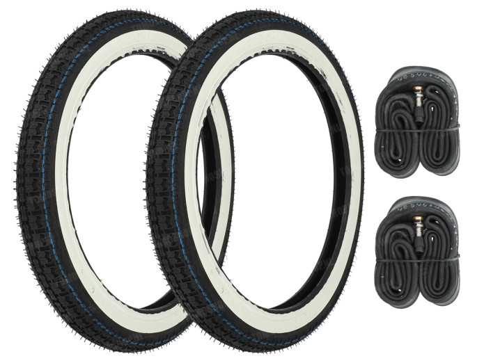 16 inch 2.25x16 Kenda K252 white wall tire set Tomos A3 A35