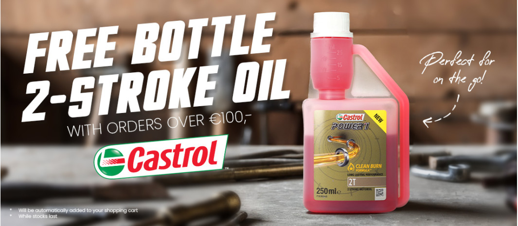 Free 2-stroke oil Castrol Power RS to go 250ml a dispensing cap