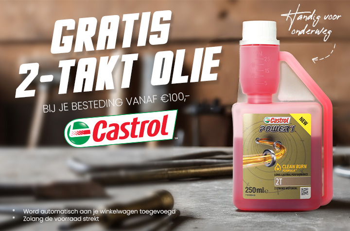 Cadeau: Gratis 2-takt olie Castrol Power RS to go vanaf €100,-