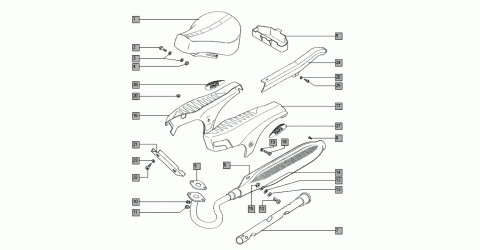 Tomos Flexer saddle / side cover / exhaust