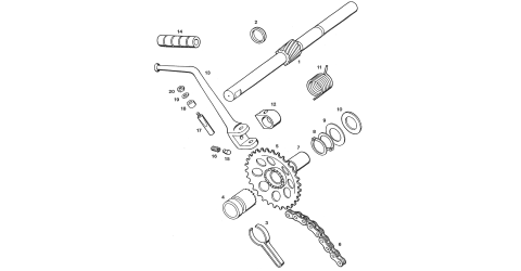 Tomos Flexer kickstart axle