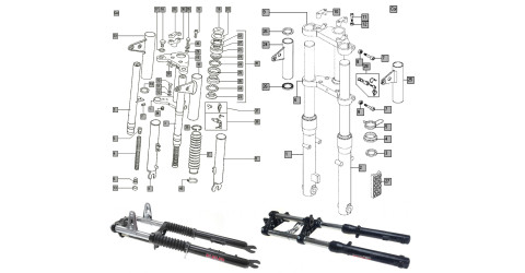 Difference Tomos new and old model front fork