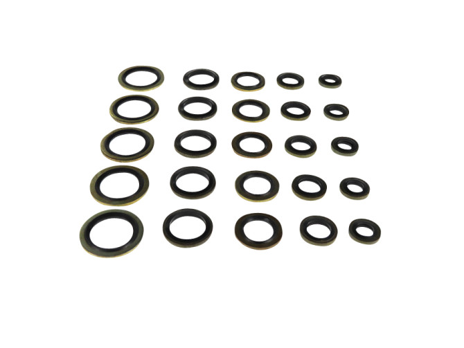Sealing rings assortment rubber/brass 25-pieces product