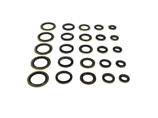 Sealing rings assortment rubber/brass 25-pieces main