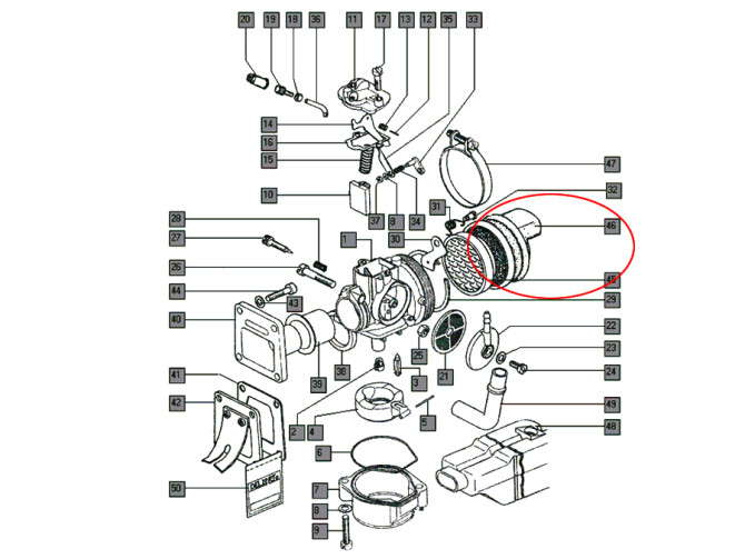 Air filter Tomos A3 Dellorto SHA suction rubber  product