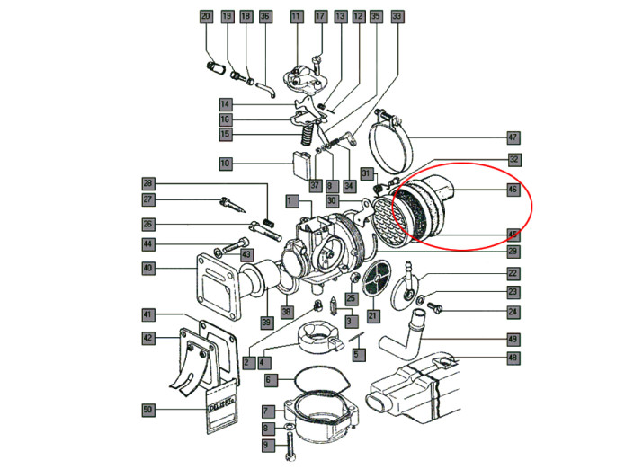 Air filter Tomos A3 Dellorto SHA suction rubber 