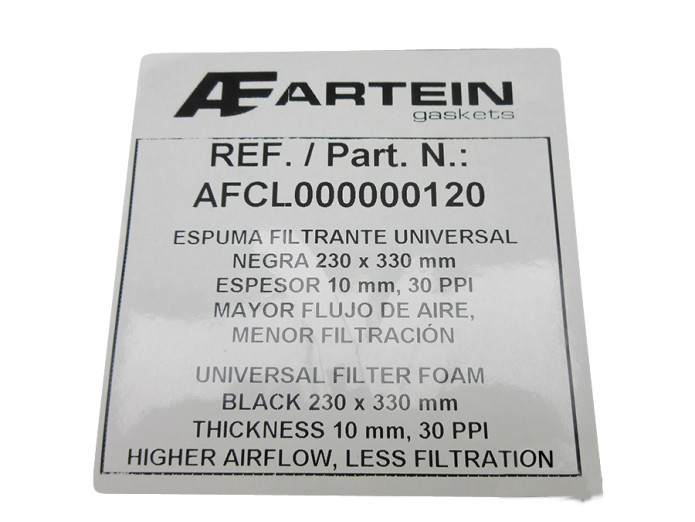 Luchtfilter element Artein 30 PPI schuim universeel 