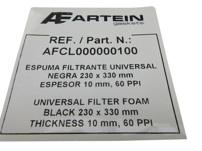 Luchtfilter element Artein 60 PPI schuim universeel  product