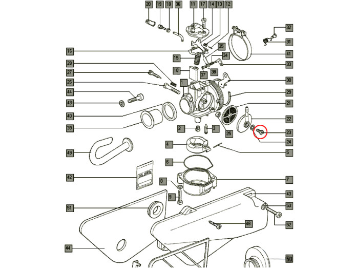 Dellorto SHA carburateur benzine slang filterdeksel banjo bout M5x10