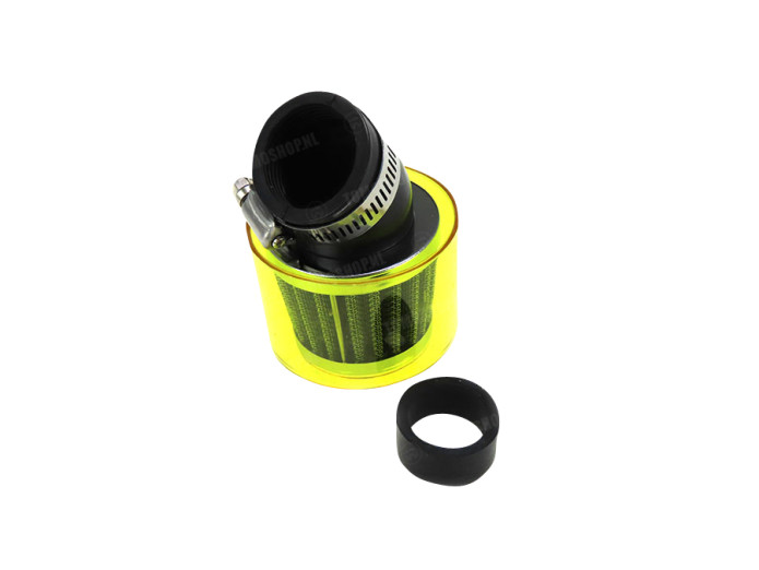 Luftfilter 26-35mm 45 Grad Schräg Chrom gelben Schutzkappe