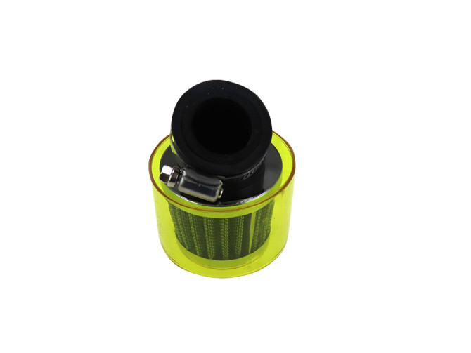 Air filter 26mm / 35mm powerfilter angled 45 degrees chrome with yellow cap product