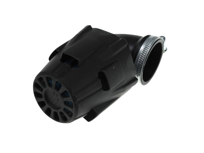 Luchtfilter 46mm schuim Polini Air Box haaks 90 graden zwart / blauw product