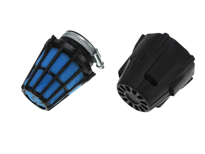 Luchtfilter 46mm schuim Polini Air Box recht zwart / blauw product