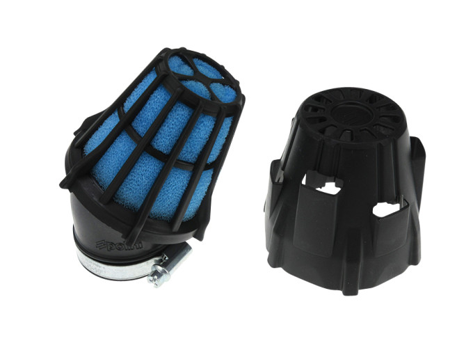 Luchtfilter 46mm schuim Polini Air Box schuin zwart / blauw product
