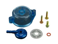Dellorto SHA carburettor float chamber transparent with filter cover set blue