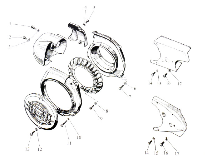 Koelvin behuizing Tomos 2L / 3L cilinder bouten set 