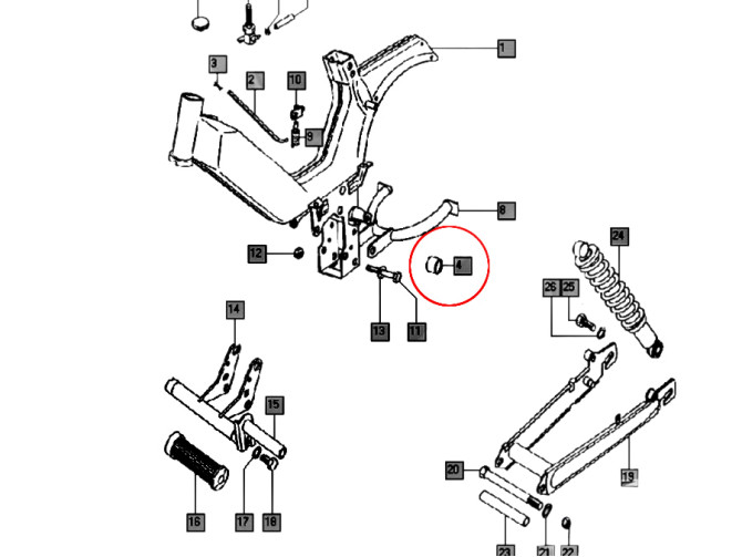 Swingarm axle bush short Tomos A3 / A35 original A-quality product