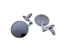 Mirror set bar-end version round aluminium / silver