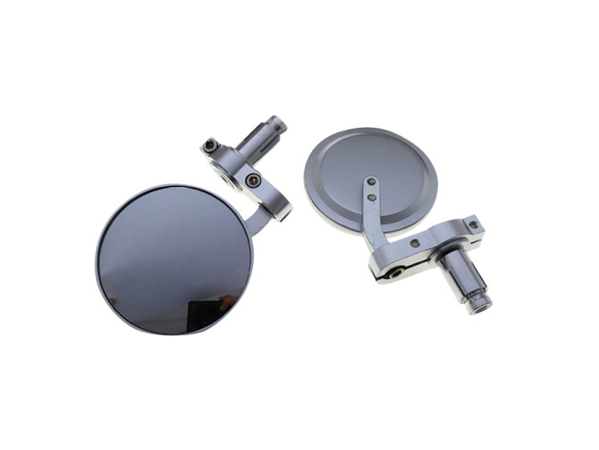 Mirror set bar-end version round aluminium / silver product