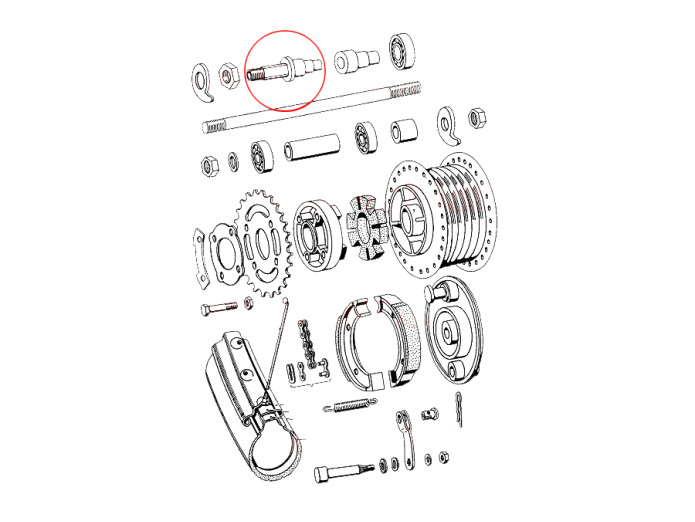 Axle spacer rear wheel Tomos 4L / APN / ATX hollow 