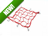 Luggage net elastic 40x40cm with 6 hooks red