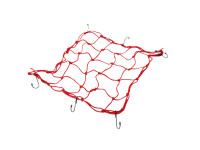 Luggage net elastic 40x40cm with 6 hooks red