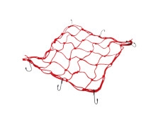 Luggage net elastic 40x40cm with 6 hooks red