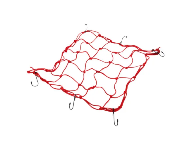 Luggage net elastic 40x40cm with 6 hooks red main