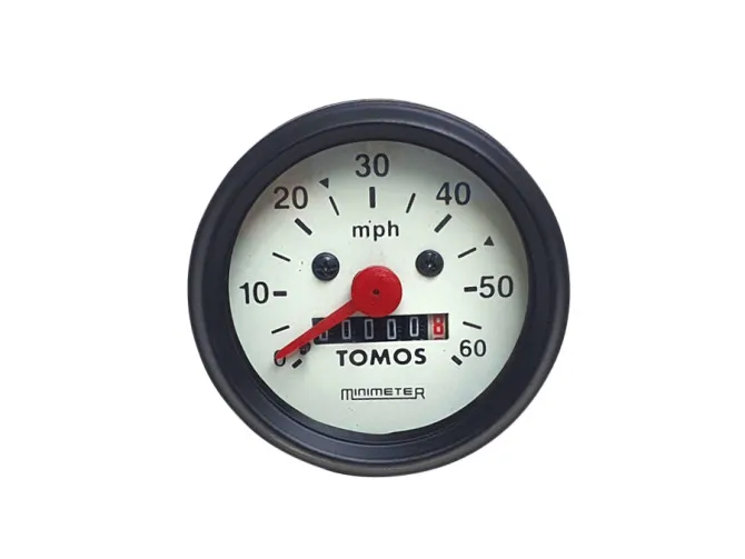 Speedometer miles 60mm 60 mph black / white original Tomos product